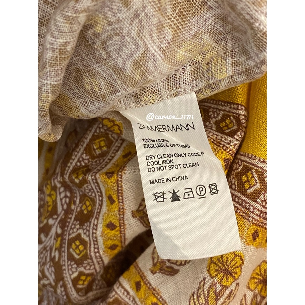 Zimmermann Bonita Buttoned Mustard Paisley Mini Dress - Picture 7 of 10